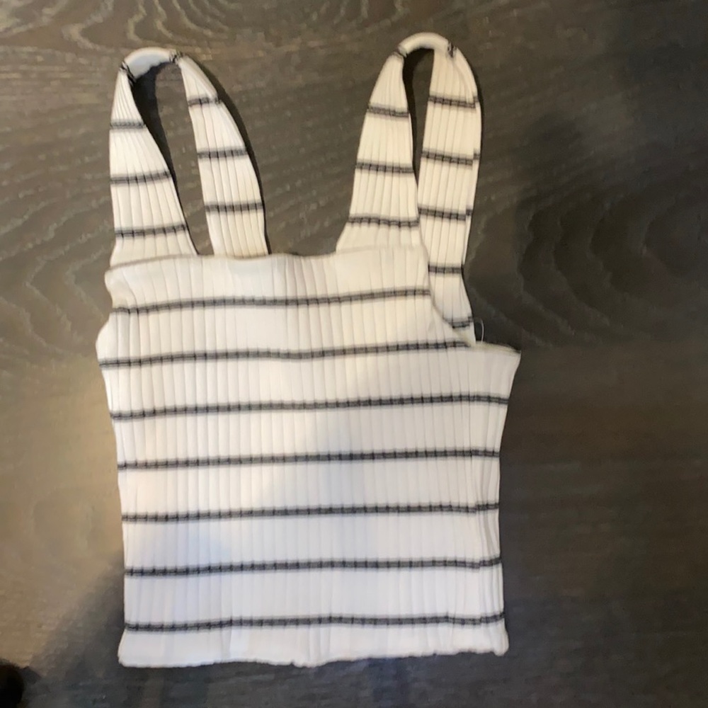 AE striped square neck cropped tank top